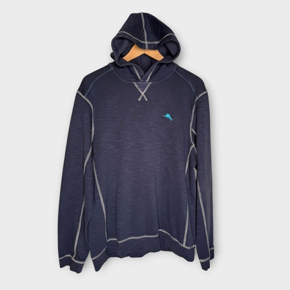 Tommy Bahama Tobago Bay Pullover Hoodie Blue Marlin Coastal Soft Men's Sz Large